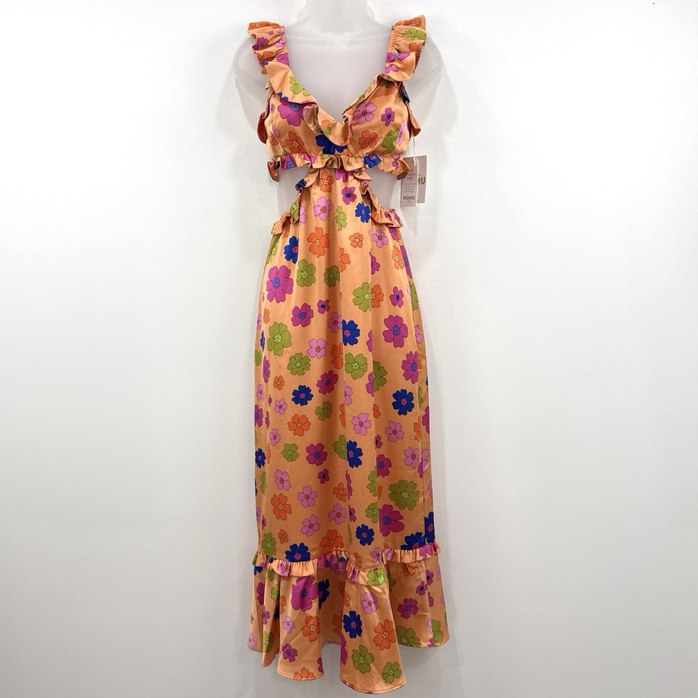 Show Me Your Mumu Lane Midi Dress S NWT Poppin Poppy Retro Groovy Flower Child